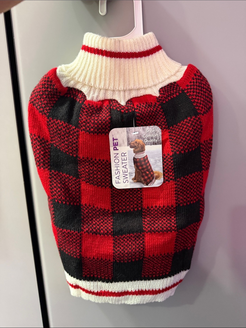 Fashion Pet Red & Black Buffalo Plaid Turtleneck Dog Sweater